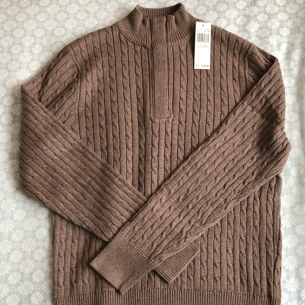 NWT Taupe Heather Brown Knit Sweater